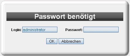 Login: Administrator Passwort: